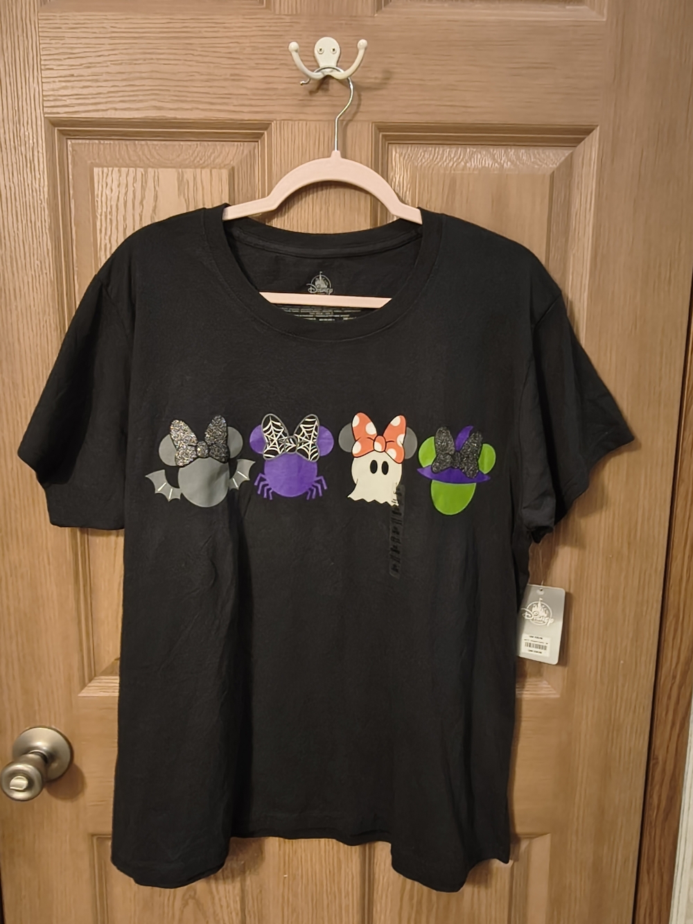 Disney Black Halloween Character Tee with Purple, Green, Orange, White Accents